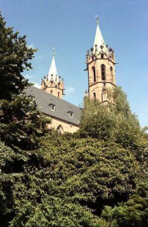 Ladenburg: Kirchturm von unten