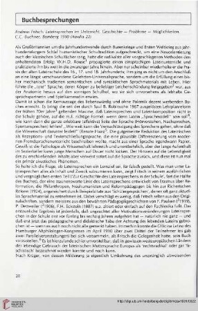 34: [Rezension von: Andreas Fritsch, Lateinsprechen im Unterricht. Geschichte - Probleme - Möglichkeiten]