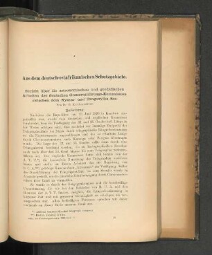 Aus dem deutsch-ostafrikanischen Schutzgebiete.