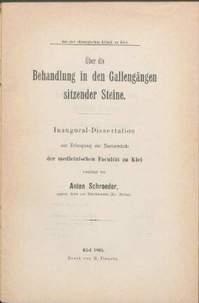 Über die Behandlung in der Gallengängen sitzender Steine