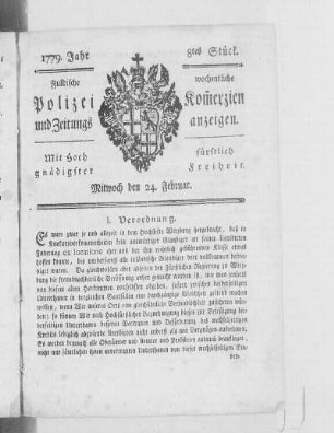 8tes Stück., Ausgabe vom 24. Februar 1779