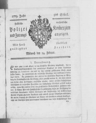 8tes Stück., Ausgabe vom 24. Februar 1779