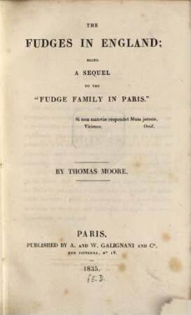 The Fudges in England : being a Sequel to the "Fudge Family in Paris"