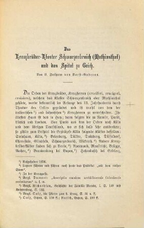 Das Kreuzbrüder-Kloster Schwarzenbroich  und das Spital zu Geich