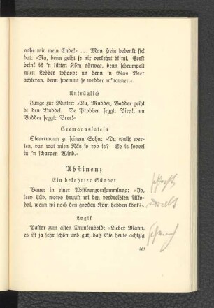 Abstinenz.