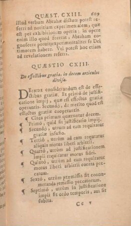 Quaestio CXIII. De effectibus gratiae, in decem articulos divisa.