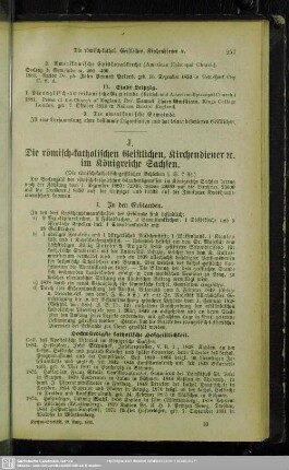 J. Die römisch-katholischen Geistlichen, Kirchendiener etc. im Königreiche Sachsen