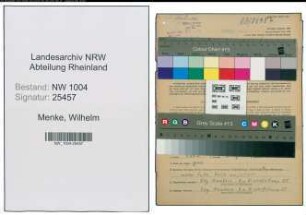 Entnazifizierung Wilhelm Menke , geb. 06.03.1900 (Laborant)