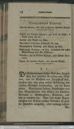 Dreyzehntes Capitel. Von der Epopoe, oder dem ernsthaften Epischen Gedicht