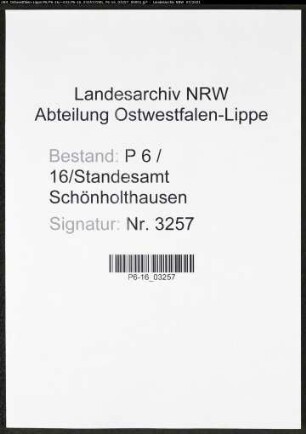 Heiratsregister Standesamt Schönholthausen