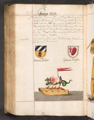Wappen Hanns Tucher, Gabriel Pessler; Hölle: Drachen mit drei Köpfen
