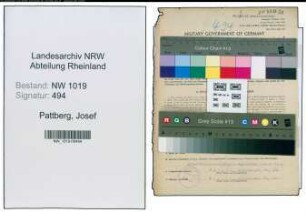 Entnazifizierung Josef Pattberg , geb. 13.02.1915 (Schreiner)