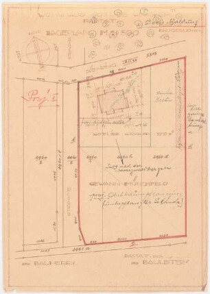 Garten Gottlieb Gessler, Rastatt: Wohnhaus Gessler: Lageplan 1:500