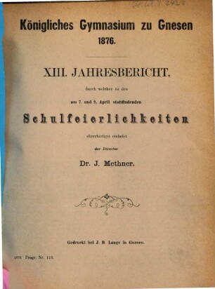Jahresbericht : über das Schuljahr .... 1875/76