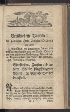 Verschiedene Vorreden der peinlichen Hals-Gerichts-Ordnung