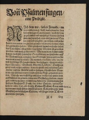 Vonn Psalmen singen/ eine Predigte.