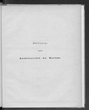 Absatzwege einzelner Handelsartikel der Ausfuhr.