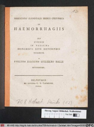 Dissertatio Inavgvralis Medico-Chirvrgica De Haemorrhagiis