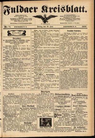 Zweite Ausgabe vom Freitag, den 26. Juni 1903.
