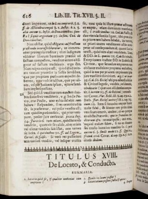 Titulus XVIII. De Locato, & Conducto. - Titulus XXIV. De Donationibus.