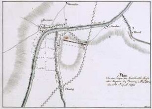 WHK 32 Krieg mit Frankreich 1792-1805: Plan des Feldlagers der Hessen bei Douchy-les-Mines in Flandern, 10. August 1793