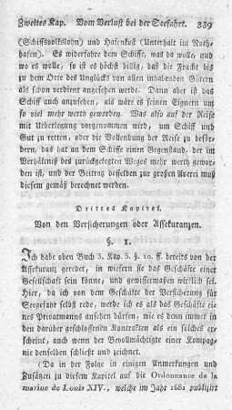 Drittes Kapitel. Von den Versicherungen oder Assekuranzen.