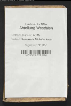 "Jahresrechnung der Landkommende Mülheim".