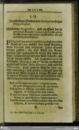 §. 13. Verschiedene Proben und Exempel nichtiger Prognostiquen ...