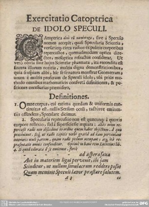 Exercitatio Catoptrica de Idolo Speculi.