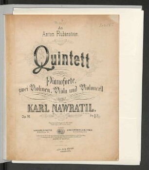 Quintett [D dur] für Pianoforte, zwei Violinen, Viola und Violoncell : op. 16