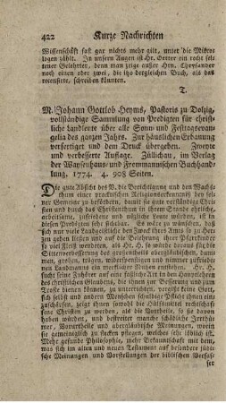 Vollständige Sammlung von Predigten für christliche Landleute über alle Sonn- und Festtagsevangelia des ganzen Jahrs. 2.verb.Aufl.