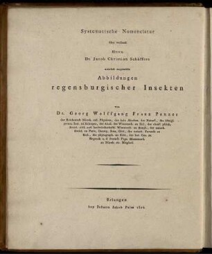 Jacobi Christ. Schaefferi Iconum insectorum circa Ratisbonam indigenorum enumeratio systematica opera et studio