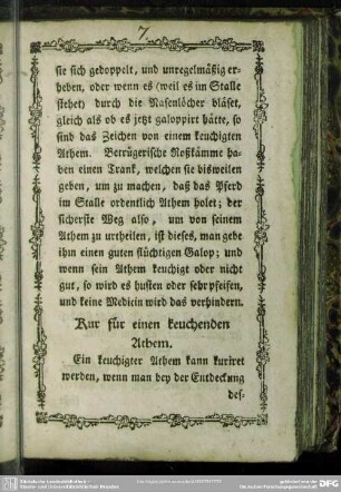 Kur für einen keuchenden Athem