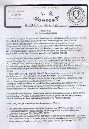 Propagandaflugblatt islamisch-fundamentalistischer Studenten zum "Quds-Tag"