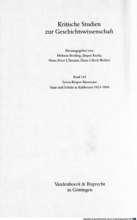 Staat und Schule in Kurhessen : 1813 - 1866