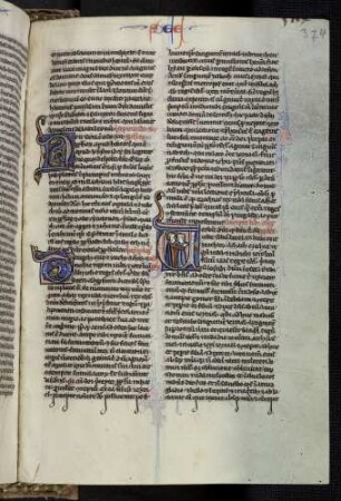 Historisierte Initiale (Prolog Buch Hosea): T(emporibus): Vogel; historisierte Inittiale (Buch Hosea): V(erbum Dominum quod factum es ad osee): Hosea nimmt Gomer als Frau.