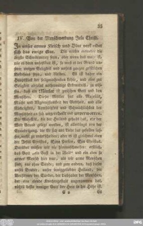 IV. Von der Menschwerdung Jesu Christi.