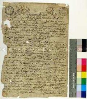 Beurkundung des Bürgereids des Johann Tobias Friese durch den Bürgermeister der Stadt Liebau