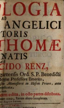 Theologia Ad Mentem Angelici Doctoris Divi Thomae Aquinatis, 1