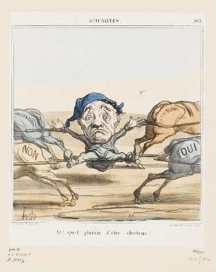 Ah! Quel plaisir d'être électeur!, Blatt 103 der Folge „Actualités“, in: „Le Charivari“, Paris 1870