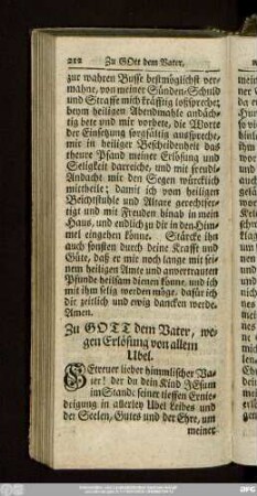 Zu Gott dem Vater, wegen Erlösung von allem Ubel.
