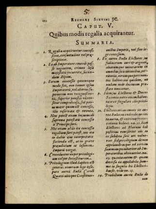Caput. V. Quibus modis regalia acquirantur