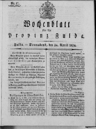 Nr. 17, Ausgabe vom 24. April 1824
