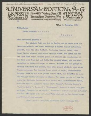 Brief an Ferruccio Busoni : 05.12.1916