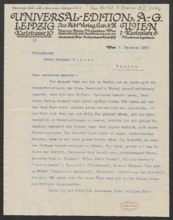 Brief an Ferruccio Busoni : 05.12.1916