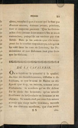 21-30, De la cavalerie.