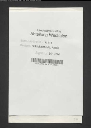 Verzeichnis der Belehnungen zu Allendorf, Hellefeld und Endorf