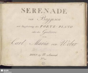 Serenade von Baggesen mit Begleitung des Forte-Piano oder der Guitarre