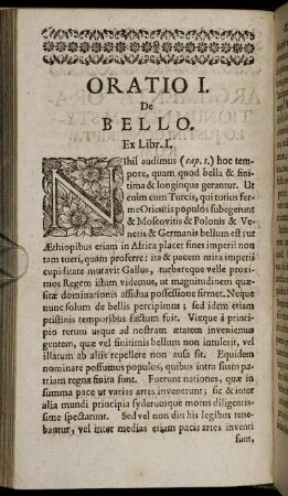 Oratio I. De Bello. - Oratio III. Varia in bello occurrentia.