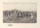 Kaiser Napoleon I. bei Schlacht von Preuss.-Eylau, 09.02.1807, mit Offiziersgefolge, alle zu Pferd, zieht Hut vor heran galopp. Kavallerie-Reg., das mit gezog. Degen zurück grüsst, im Hintergrund Infanterieformationen und weitere Kavallerie-Regimenter